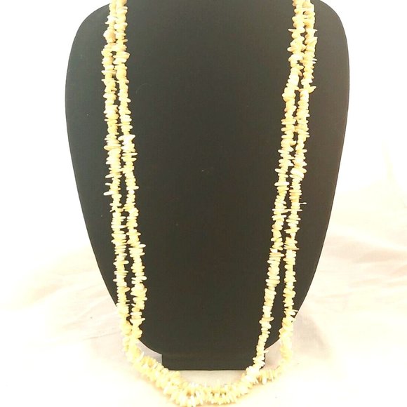 Vintage Necklace Mother of Pearl White Creamy Nuggets 1 Strand 34" - Picture 1 of 6